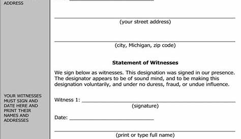 Michigan Advance Directive Printable Form - Printable World Holiday