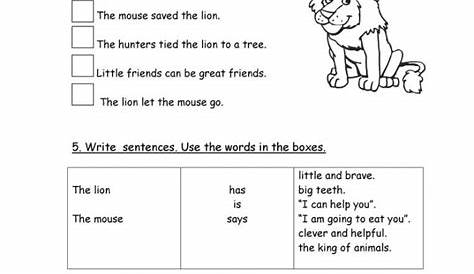 The Lion And The Mouse Fable Worksheets | 99Worksheets