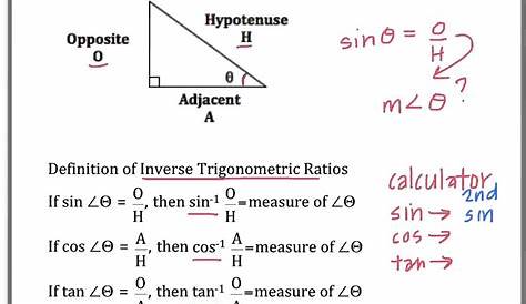 inverse trigonometric ratios worksheets answers