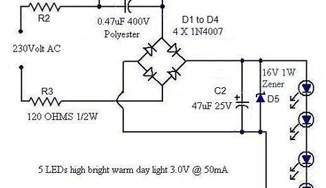 A simple LED lamp circuit from scrap. Uses 5 LED and takes only 50 mA