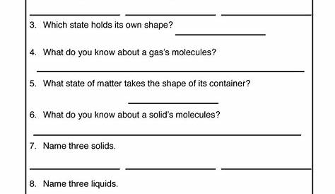 properties and changes of matter worksheet