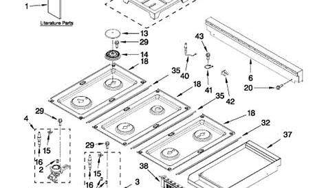 Parts for Jenn-Air JDRP548WP02: Cooktop, Burner and Grate Parts