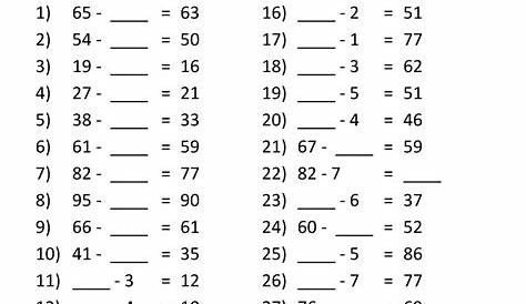 math subtraction worksheet for 3rd