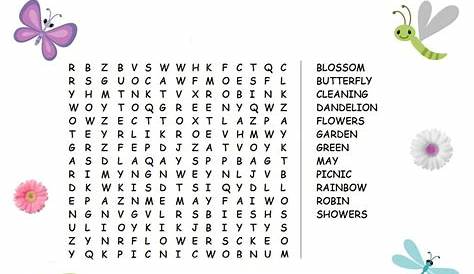 spring word search printables
