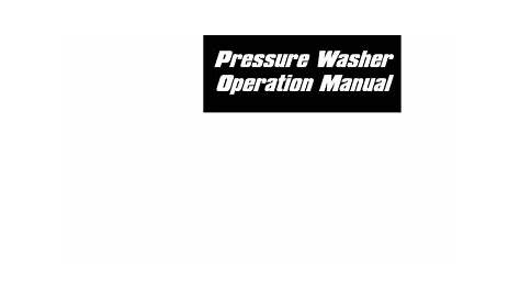 Pressure Washer Operation Manual | Manualzz
