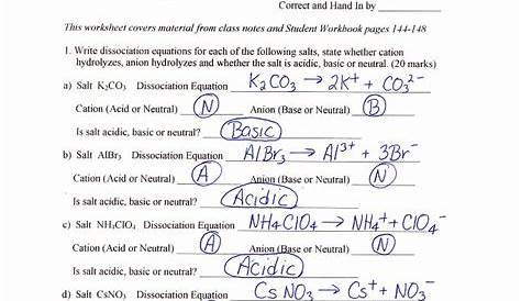 ph and poh calculations worksheets with answers