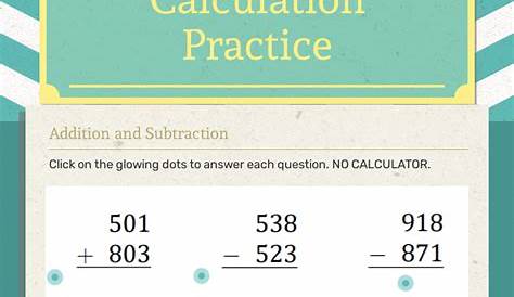 Basic Math Calculation Practice | Interactive Worksheet by Mariah Dolan