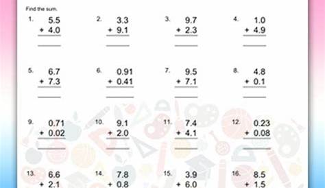 Addition of Decimals Worksheet Grade 4 - Math Worksheets - MathsDiary.com