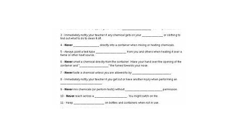 lab safety rules worksheet pdf