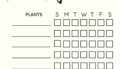 Printable Plant Watering Schedule