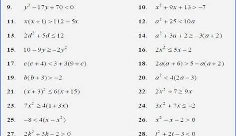 solving equations and inequalities worksheets answer key