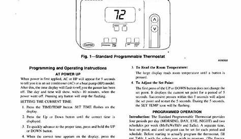 Carrier Standard Programmable Thermostat Homeowners Guide Installation