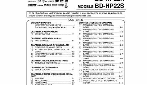 SHARP BD-HP22H S SM Service Manual download, schematics, eeprom, repair
