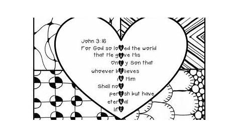 John 3:16 Valentine Coloring Page Zentangle Printable | Valentine