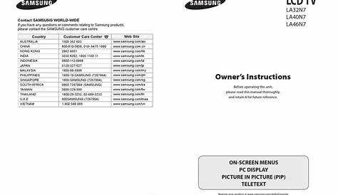 SAMSUNG LA32N7 OWNER'S INSTRUCTIONS MANUAL Pdf Download | ManualsLib