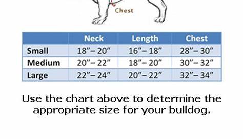 Bulldog size chart http://www.facebook.com/PreventCrueltyWV | Bulldog