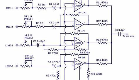 LM3900 Audio Mixer Circuit |amplifier circuit schematic projects