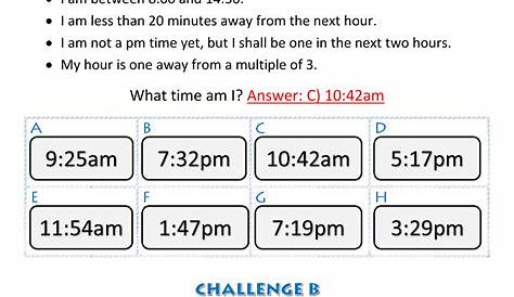 Time Worksheet - Time Riddles (harder)