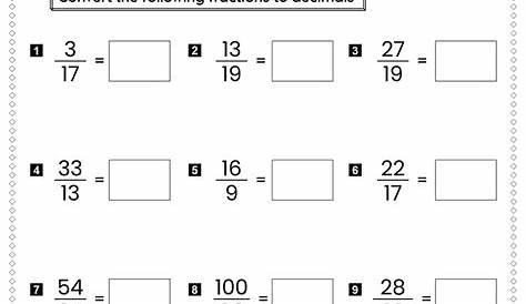 Converting Fractions to from Decimals Worksheets - Math Monks