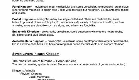 Biological Classification Worksheet Answer Key - Worksheets For Home