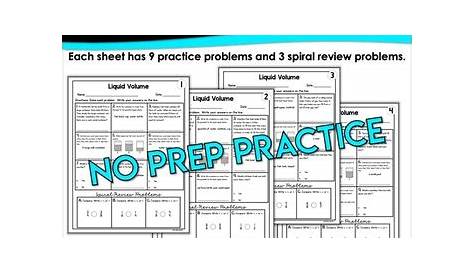 liquid volume worksheets 3rd grade