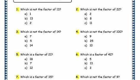 Grade 4 Maths Resources (1.9 Factors Printable Worksheets) – Lets Share