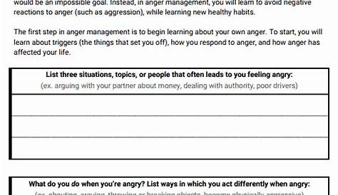 50 Anger Management Worksheet For Teens