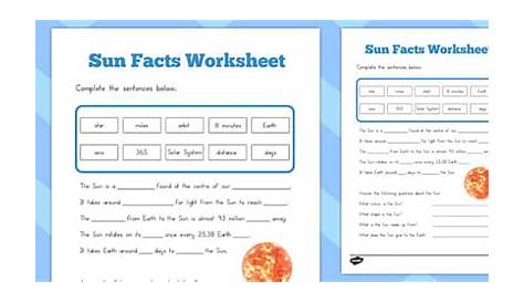 Sun Facts Worksheet (teacher made) - Twinkl