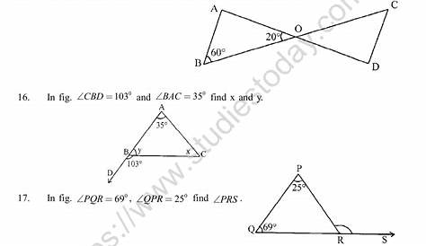 lines and angles worksheet class 9