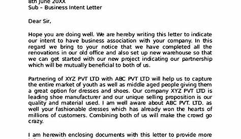 Business Letter of Intent - Sample Templates - Sample Templates