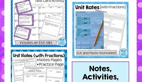 the unit rate worksheet with fraction numbers and fractions to help