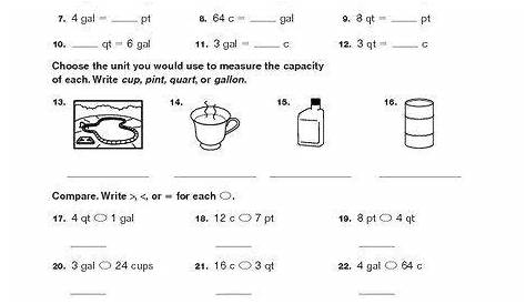 grade 3 capacity worksheet