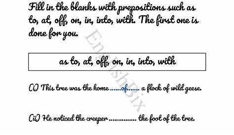 Identify The Right Preposition Worksheet - EnglishBix