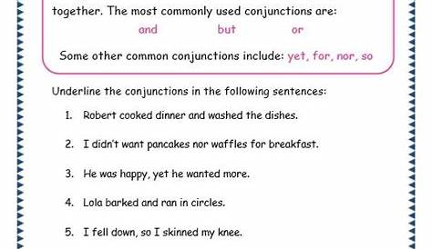 page 2 conjunctions worksheet | Conjunctions worksheet, Grammar