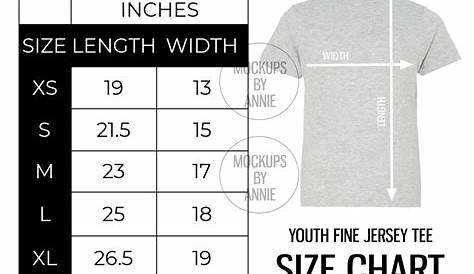 youth tee shirt size chart