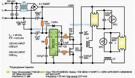 120V, 220V Electronic Ballast Circuit for Twin 40 Watt Fluorescent Tubes