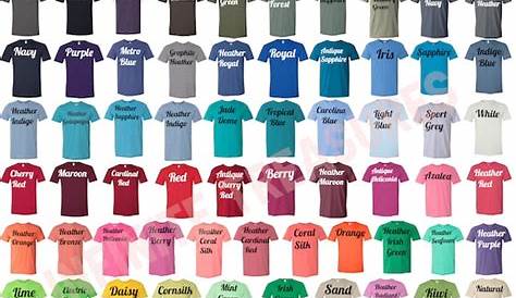 gildan shirt colors chart