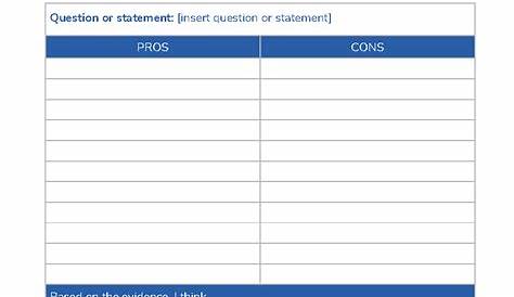 8 Pros And Cons Worksheet Template - Perfect Template Ideas