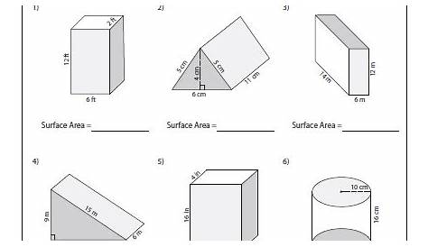 surface area of prism worksheets