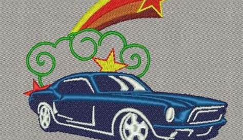 ford mustang machine embroidery design