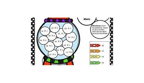 Gumball Math Coloring Worksheet- Division by 5,6 & 7 | Math coloring