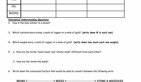 Mole Worksheet 1 : 26 Moles To Particles Worksheet With Answers