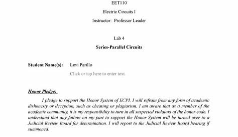 Lab Report Series Parallel Circuits - EET110 - ECPI University - Studocu