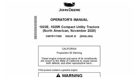 John Deere 1025R - Tractor, Compact Utility Parts Catalog Manual Pdf