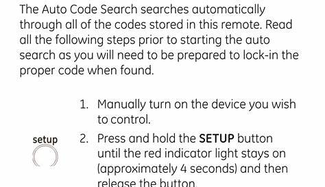 Programming your remote, cont. auto code search | GE 24927-v2 GE