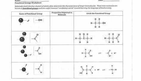 identifying functional groups worksheets
