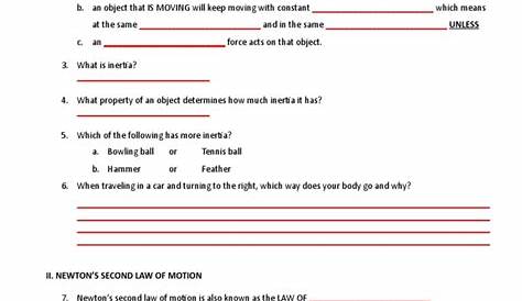 force and newtons laws worksheet answers