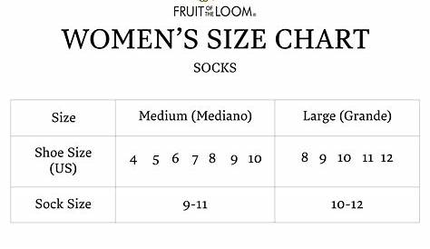 fruit of the loom size chart women underwear