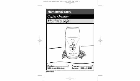 hamilton beach coffee grinder manual