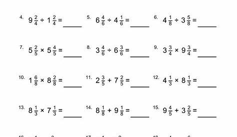 mixed operations with fractions worksheet